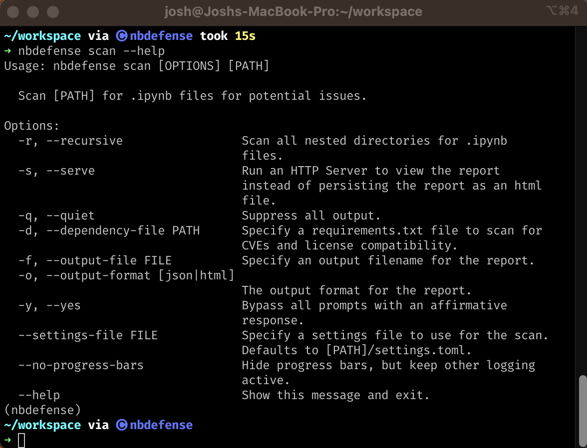 CLI help message